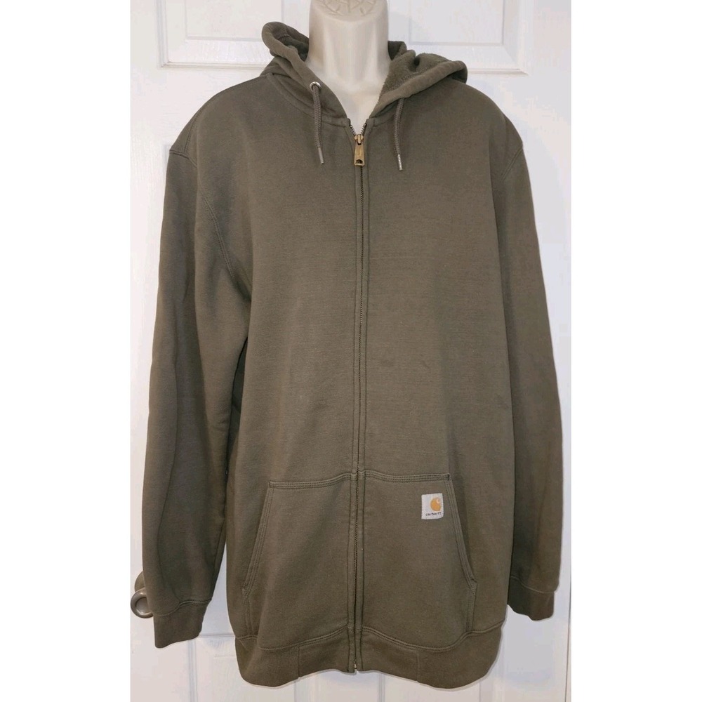 Carhartt Mens XL Tall‎ Original Fit Full Zip Hooded Sweatshirt  Workwear Green